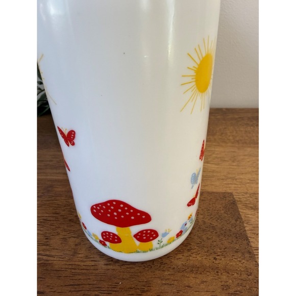 Vintage Cerve Italy‎ Milk Glass Bottle Mushroom Butterfly Sunshine Design Retro - Picture 4 of 10